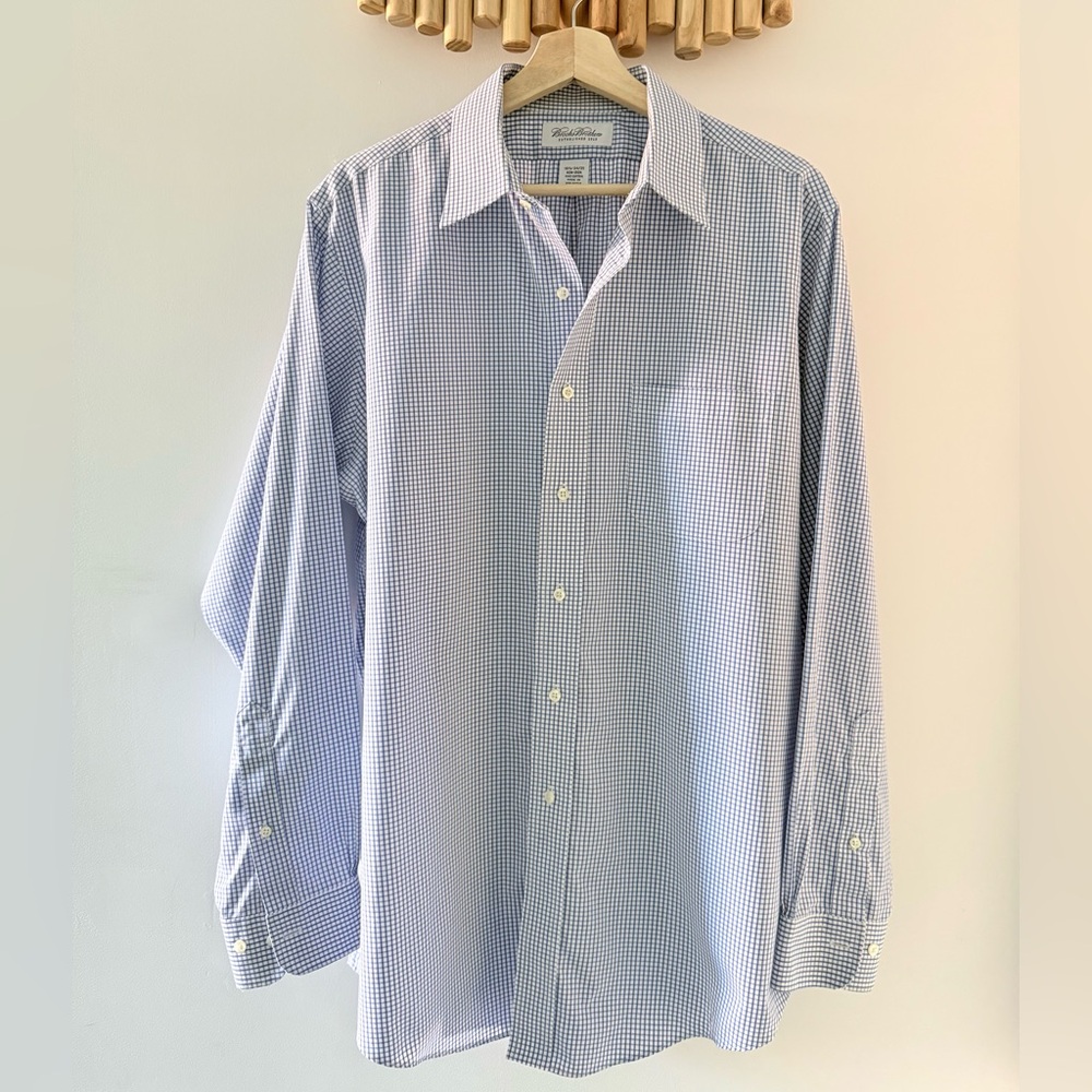 Brooks Brothers Blue Check Dress Shirt 16.5 34/35 XL 100% Cotton - Picture 3 of 4